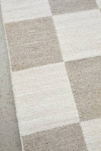 Thumbnail for Oda Ivory and Natural Modern Geometric Checkered Pattern Rectangle Rug