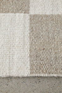 Thumbnail for Oda Ivory and Natural Modern Geometric Checkered Pattern Rectangle Rug