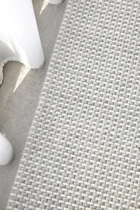 Thumbnail for Oscar Scandinavian Grey & White Felted Wool Striped Weave Rug