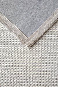 Thumbnail for Oscar Scandinavian Grey & White Felted Wool Striped Weave Rug