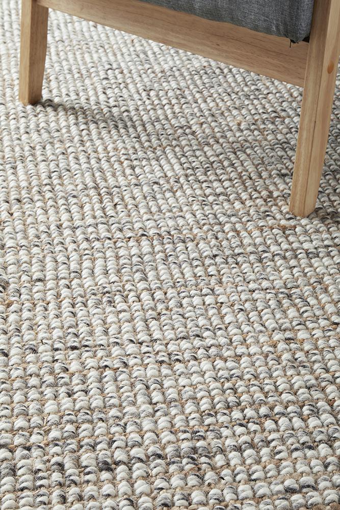 Lily Scandi Grey Wool & Jute Rug