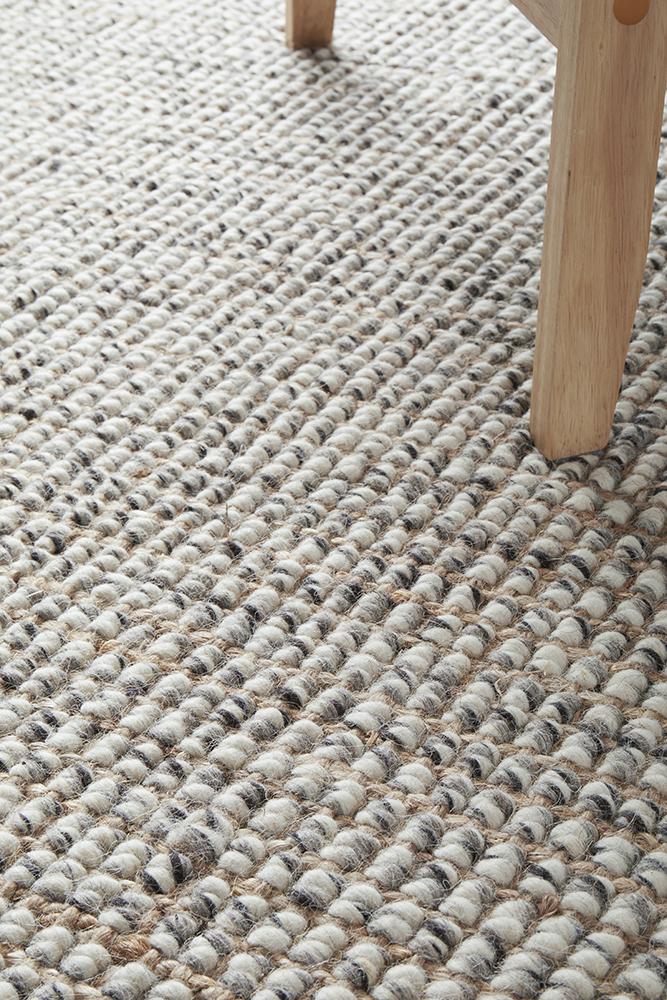 Lily Scandi Grey Wool & Jute Rug