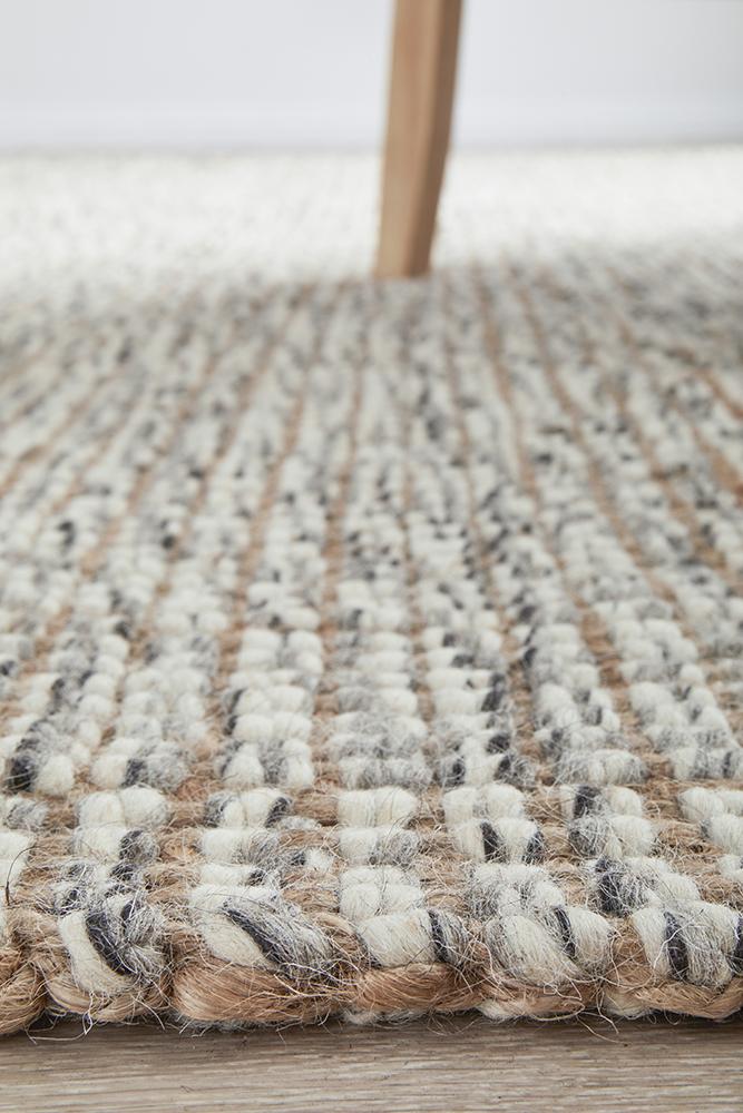 Lily Scandi Grey Wool & Jute Rug