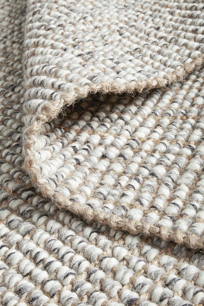 Lily Scandi Grey Wool & Jute Rug