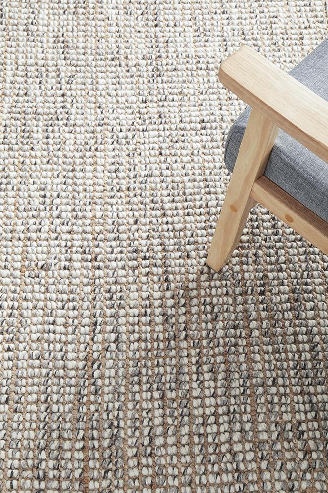 Lily Scandi Grey Wool & Jute Rug