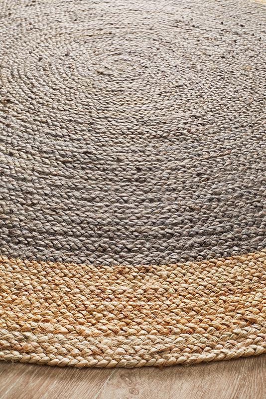 Serena Dark Brown & Natural Round Jute Rug