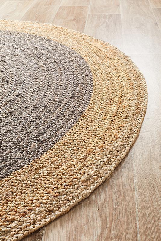 Serena Dark Brown & Natural Round Jute Rug