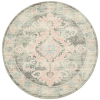 Thumbnail for April Vintage Pink & Grey Round Rug