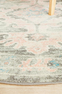 Thumbnail for April Vintage Pink & Grey Round Rug