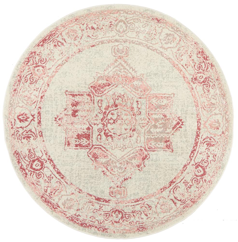 Aria Vintage Pink & Ivory Round Rug