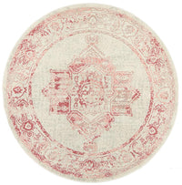 Thumbnail for Aria Vintage Pink & Ivory Round Rug