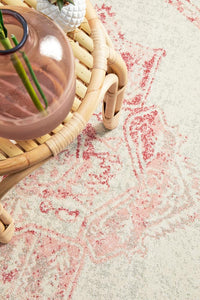 Thumbnail for Aria Vintage Pink & Ivory Round Rug