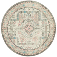 Thumbnail for Emery Vintage Grey & Pink Round Rug