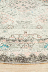 Thumbnail for Emery Vintage Grey & Pink Round Rug