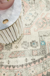 Thumbnail for Emery Vintage Grey & Pink Round Rug