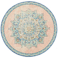 Thumbnail for Isla Bohemian Pink & Blue Round Rug