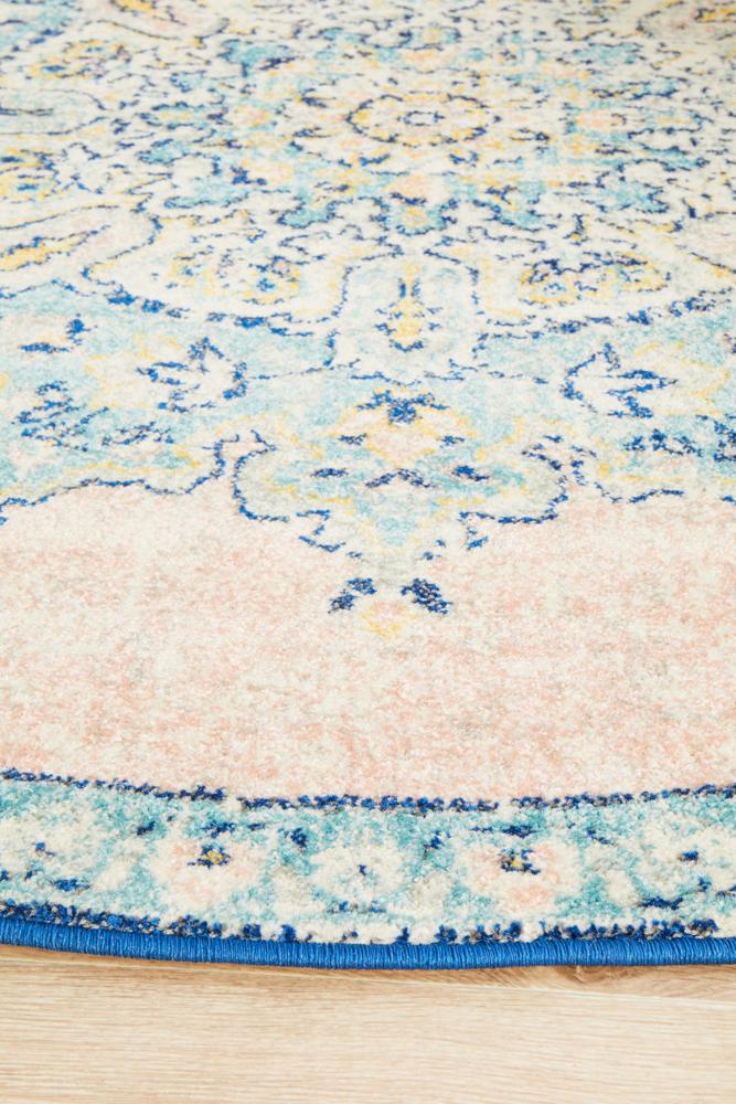 Isla Bohemian Pink & Blue Round Rug