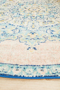 Thumbnail for Isla Bohemian Pink & Blue Round Rug