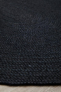 Thumbnail for Kai Black Jute Oval Rug