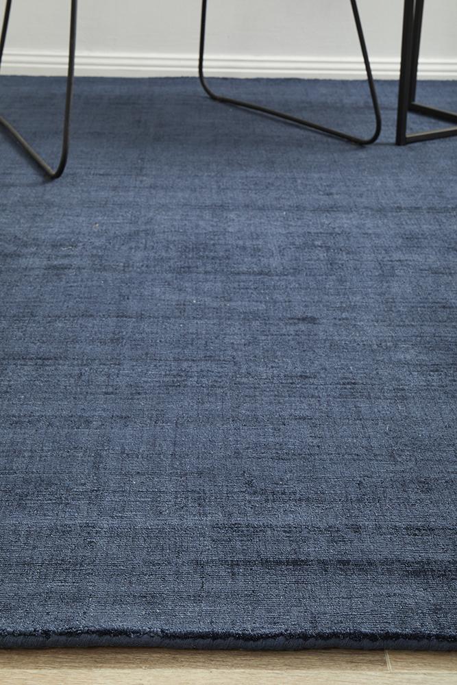 Chelsea Navy Blue Modern Viscose Rug