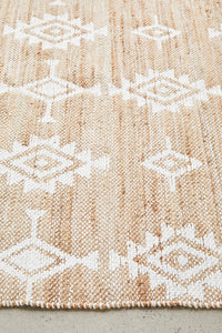 Thumbnail for Quinton Bodhi Natural & White Jute Bohemian Tribal Pattern Rug