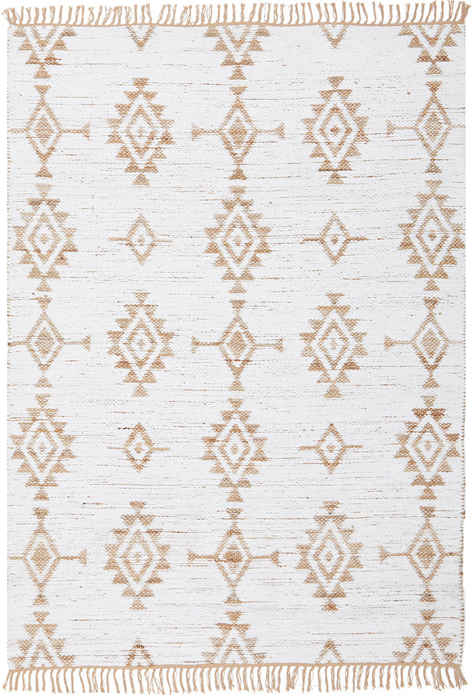 Quinton Bodhi Natural & White Jute Bohemian Tribal Pattern Rug