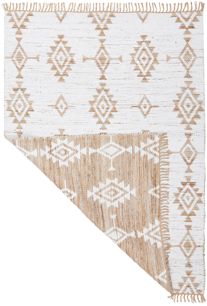 Quinton Bodhi Natural & White Jute Bohemian Tribal Pattern Rug