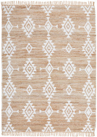 Thumbnail for Quinton Bodhi Natural & White Jute Bohemian Tribal Pattern Rug