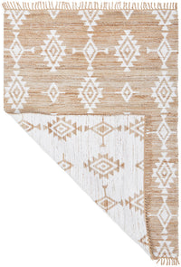 Thumbnail for Quinton Bodhi Natural & White Jute Bohemian Tribal Pattern Rug