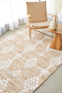 Thumbnail for Quinton Bodhi Natural & White Jute Bohemian Tribal Pattern Rug