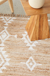 Thumbnail for Quinton Bodhi Natural & White Jute Bohemian Tribal Pattern Rug