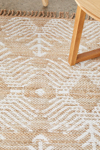 Thumbnail for Rosa Bodhi Natural & White Jute Bohemian Tribal Pattern Rug