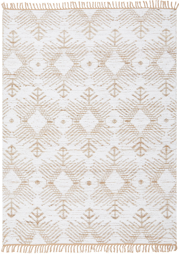 Rosa Bodhi Natural & White Jute Bohemian Tribal Pattern Rug