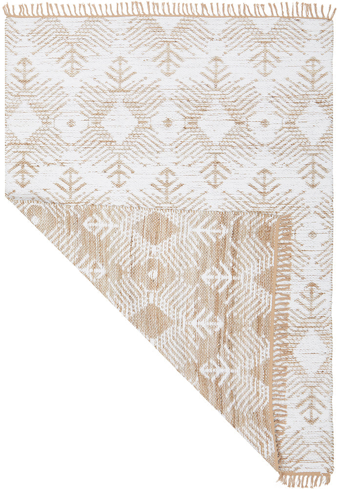 Rosa Bodhi Natural & White Jute Bohemian Tribal Pattern Rug