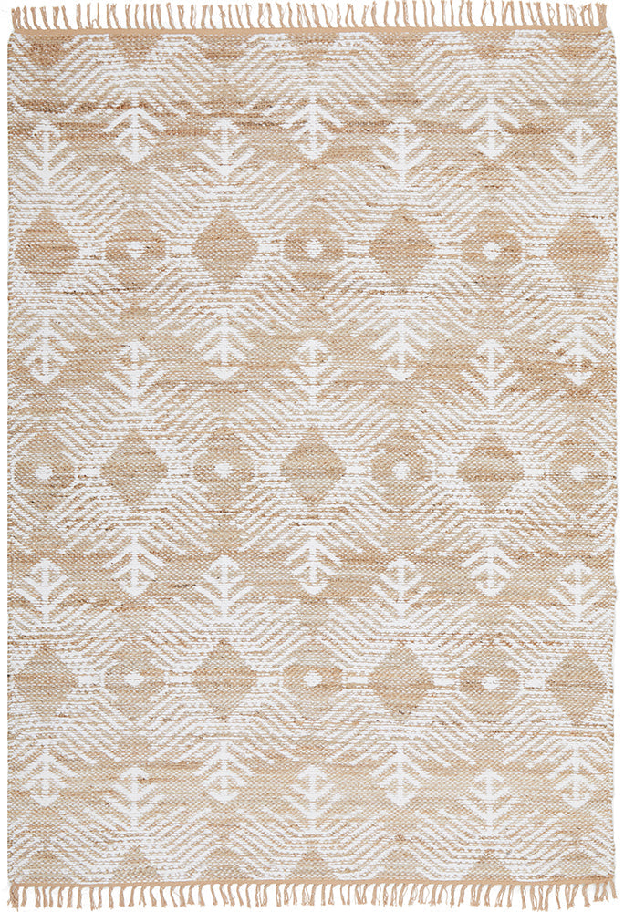 Rosa Bodhi Natural & White Jute Bohemian Tribal Pattern Rug