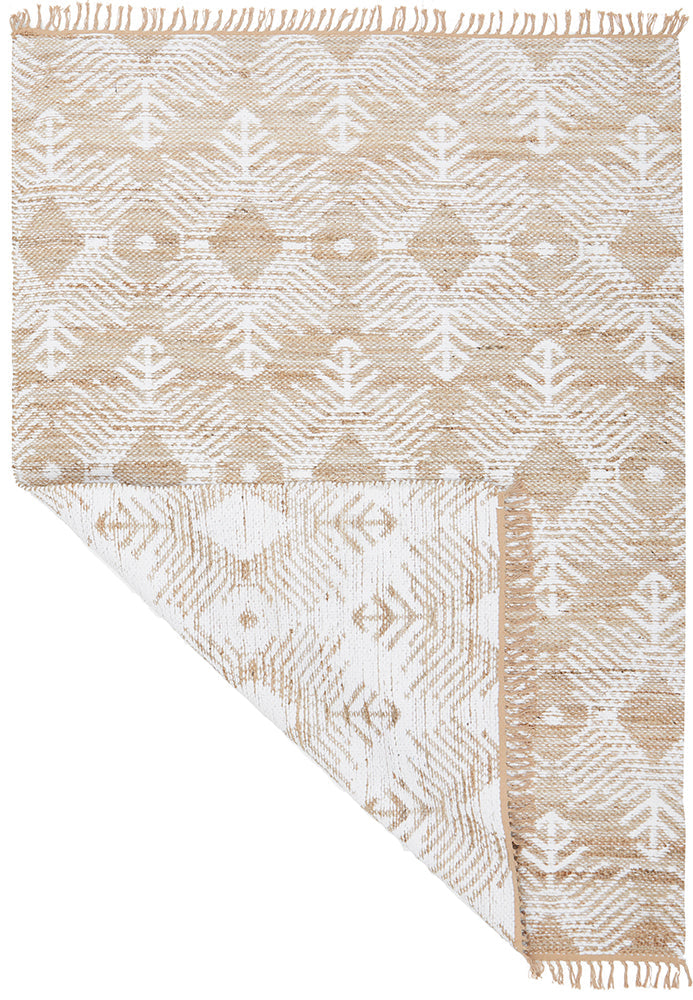 Rosa Bodhi Natural & White Jute Bohemian Tribal Pattern Rug