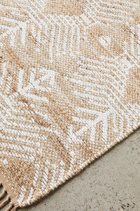 Thumbnail for Rosa Bodhi Natural & White Jute Bohemian Tribal Pattern Rug