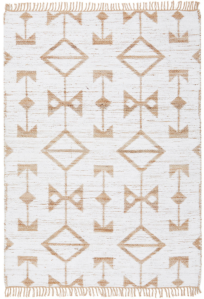 Trudy Bodhi Natural & White Jute Bohemian Tribal Pattern Rug