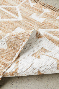 Thumbnail for Trudy Bodhi Natural & White Jute Bohemian Tribal Pattern Rug