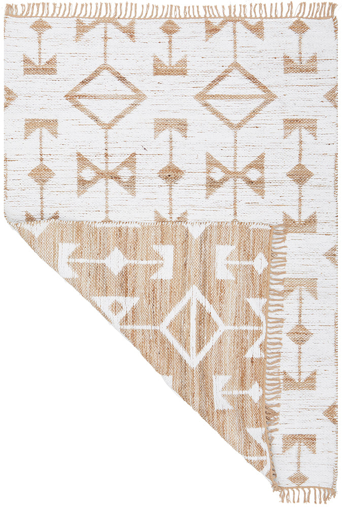 Trudy Bodhi Natural & White Jute Bohemian Tribal Pattern Rug