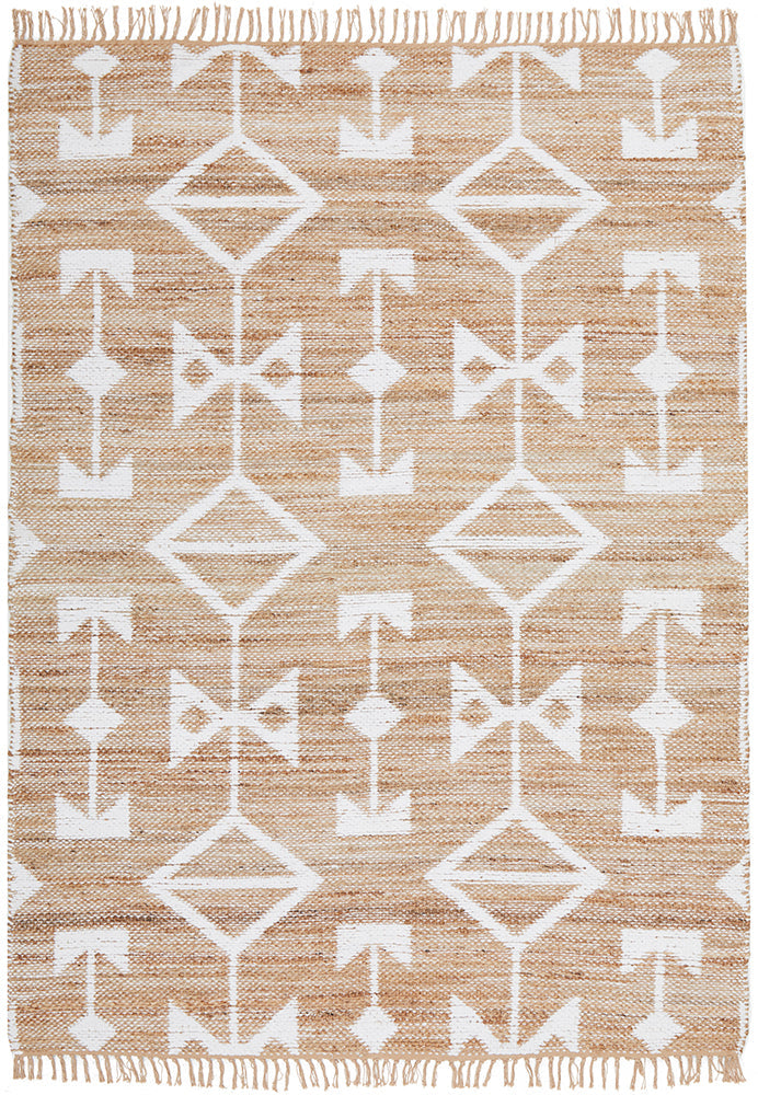 Trudy Bodhi Natural & White Jute Bohemian Tribal Pattern Rug