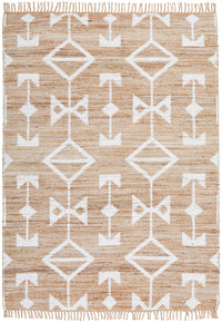 Thumbnail for Trudy Bodhi Natural & White Jute Bohemian Tribal Pattern Rug