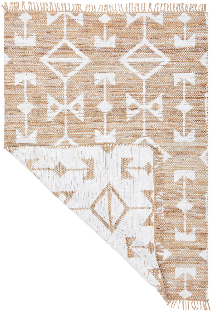 Trudy Bodhi Natural & White Jute Bohemian Tribal Pattern Rug