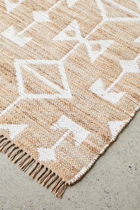 Thumbnail for Trudy Bodhi Natural & White Jute Bohemian Tribal Pattern Rug