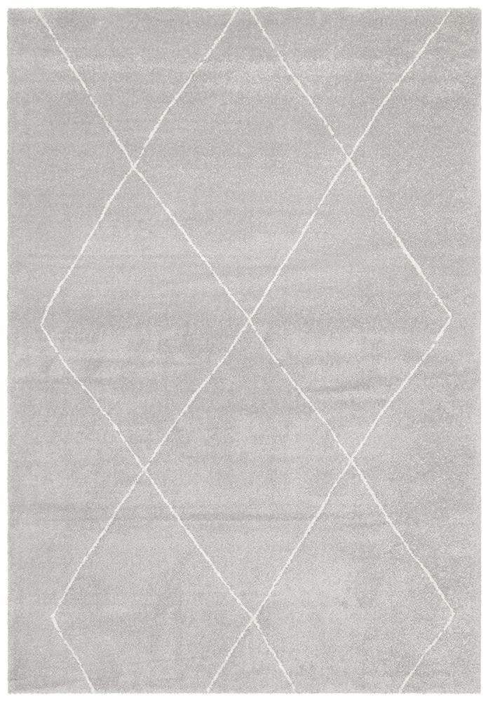 Elle Modern Diamond Print Grey Power Loomed Rug