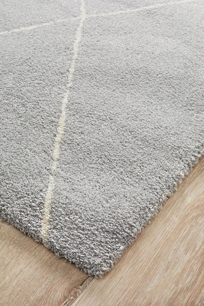 Elle Modern Diamond Print Grey Power Loomed Rug