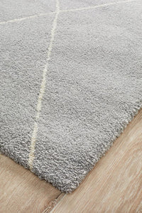 Thumbnail for Elle Modern Diamond Print Grey Power Loomed Rug