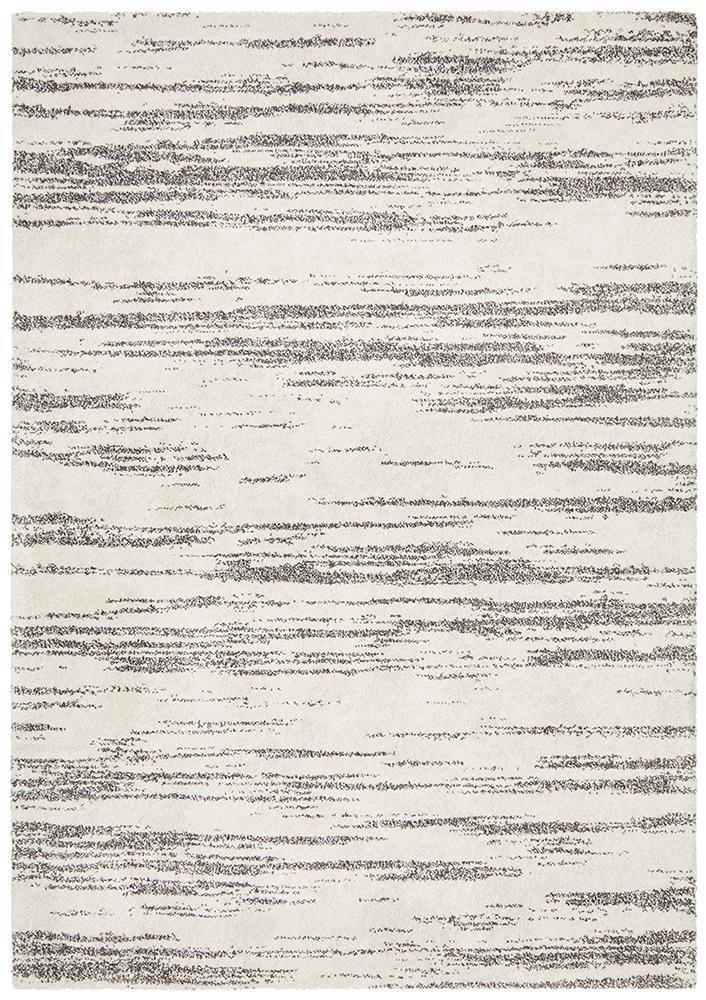 Abby Abstract Ivory & Dark Grey Power Loomed Rug