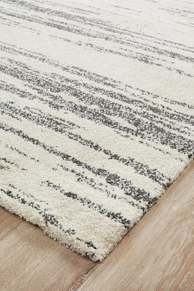 Abby Abstract Ivory & Dark Grey Power Loomed Rug