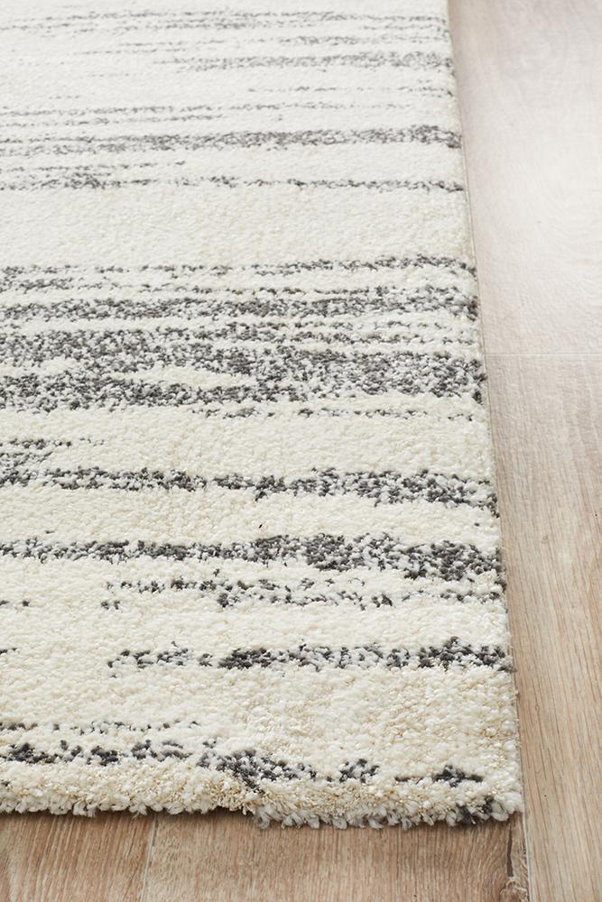 Abby Abstract Ivory & Dark Grey Power Loomed Rug